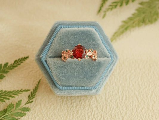 Fire and Grace | Round Ruby Cluster | CZ Halo Glow Ring

