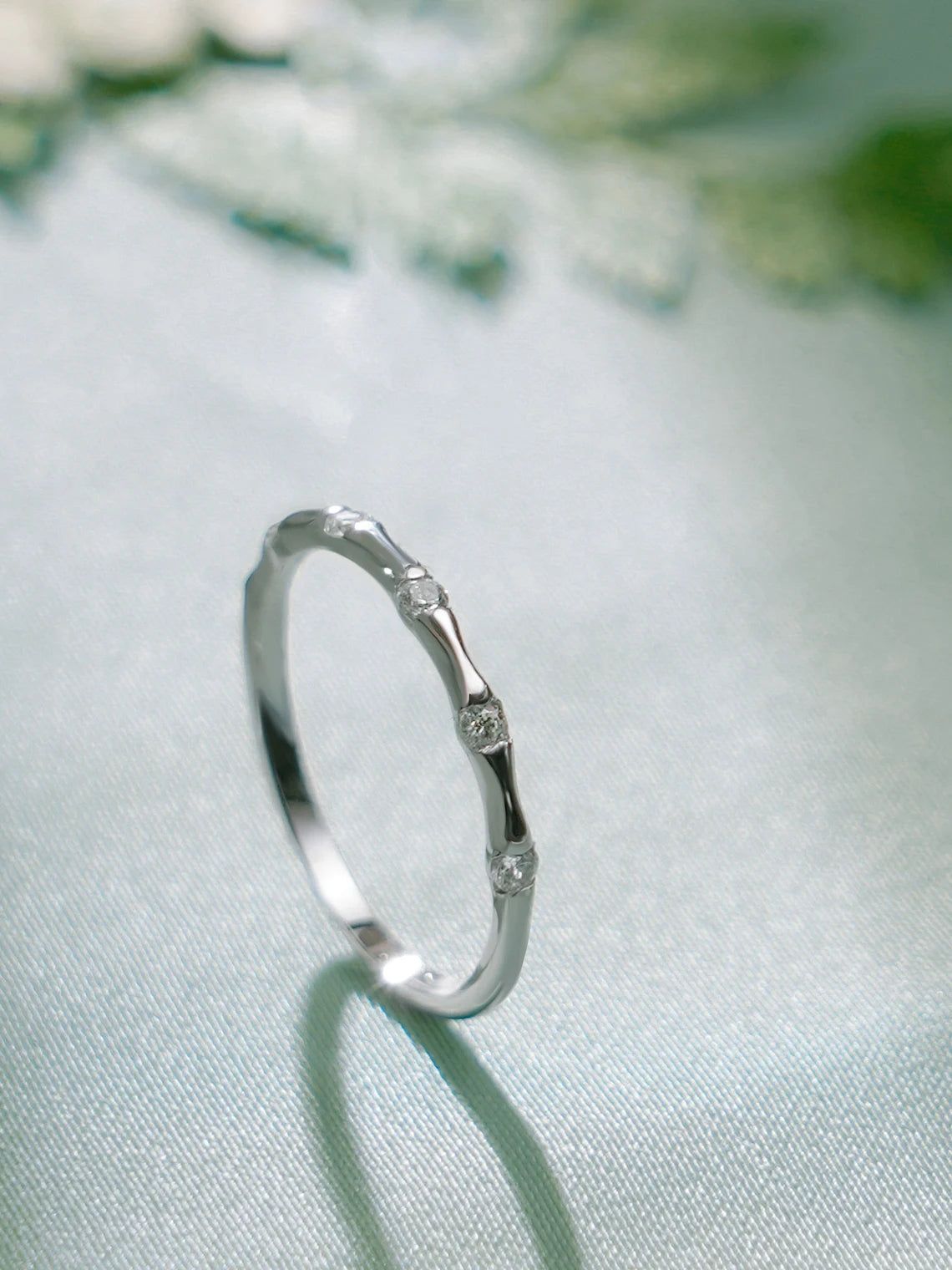 Flush set moissanite ring