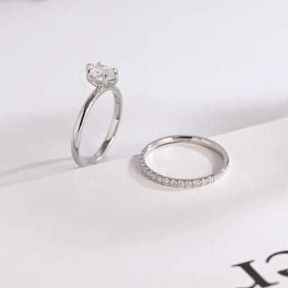 White gold moissanite ring
