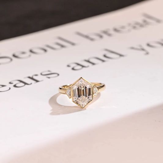 Hexagon moissanite ring
