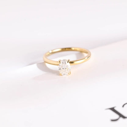 Oval Moissanite Classic Halo Diamond Accents Solitaire Engagement Ring