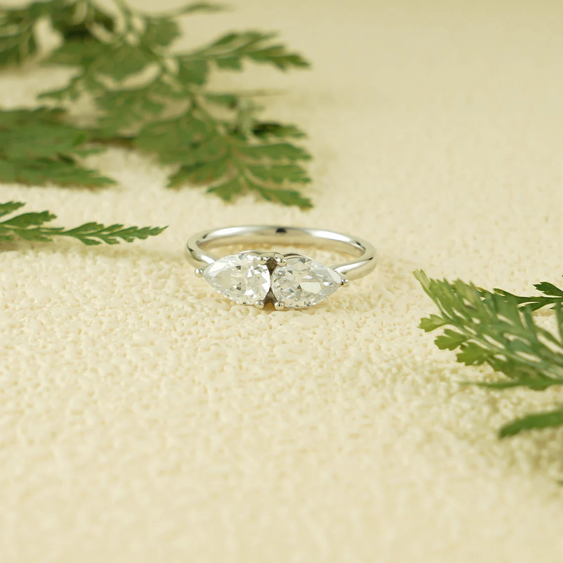 White gold moissanite ring