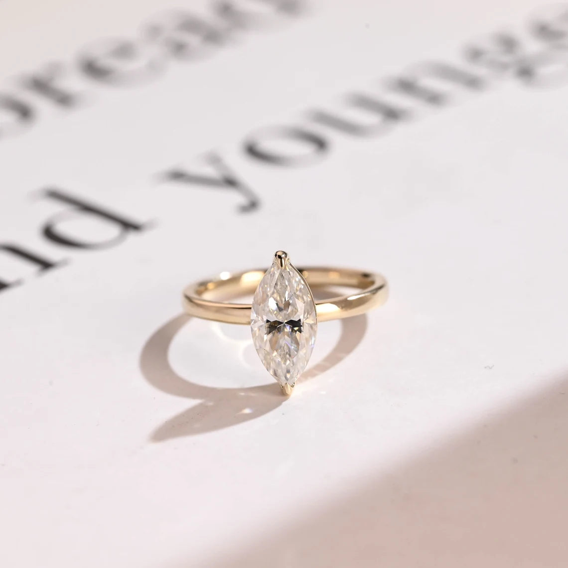 Marquise moissanite ring