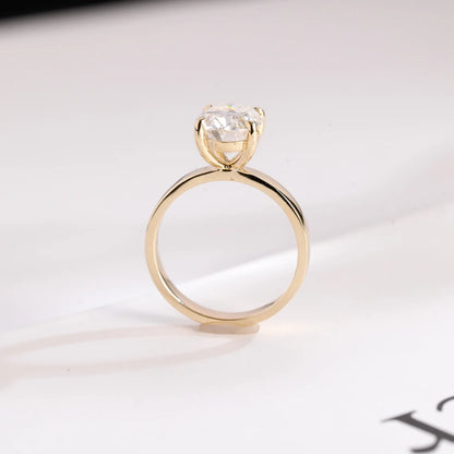 Wide Band Oval Moissanite Diamond Engagement Ring – Bold Design