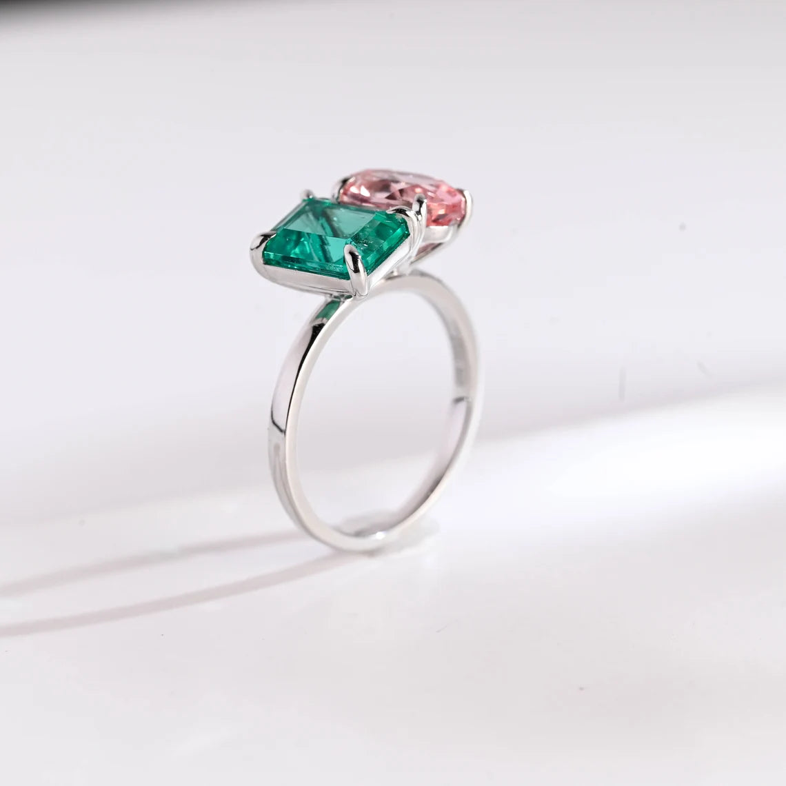Pink oval cut cz ring