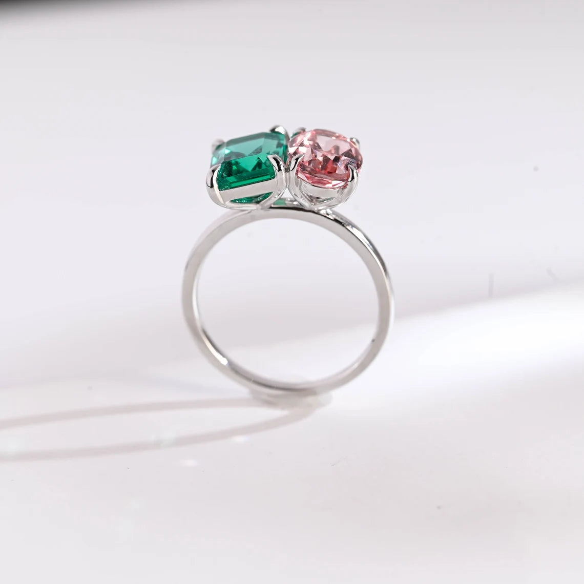 green emerald cut cz ring