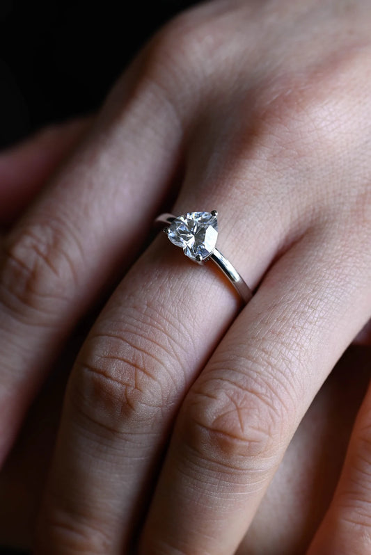 Heart cut moissanite ring