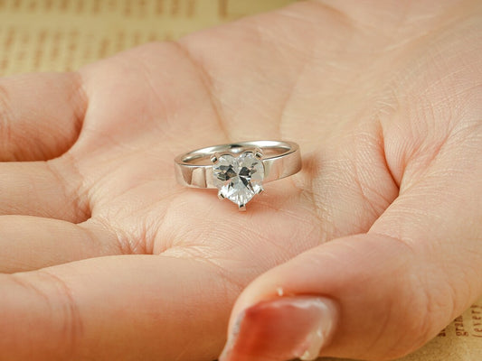 Heart cut moissanite ring