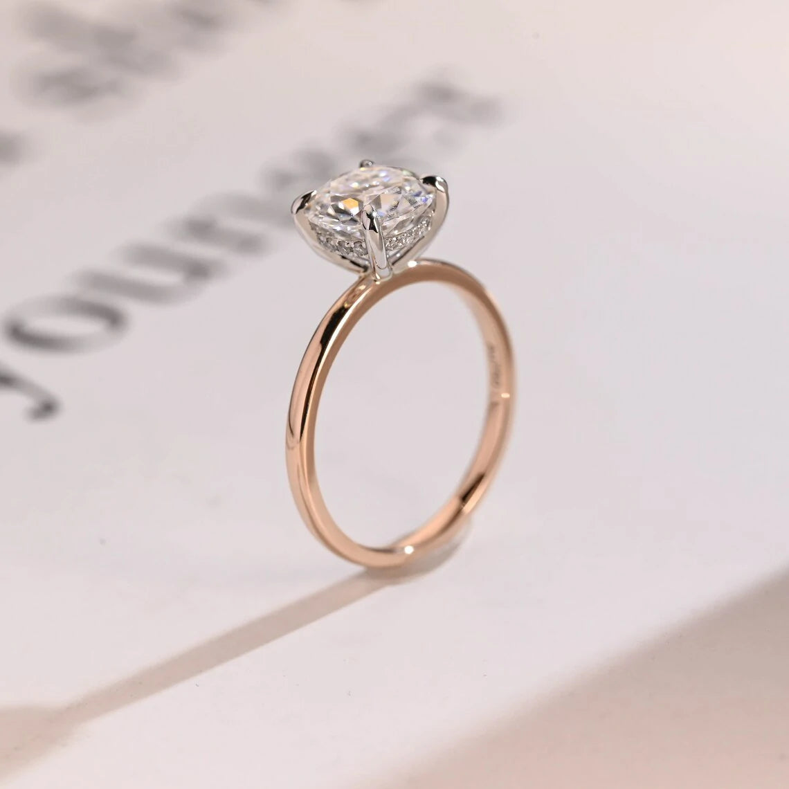 Round Cut Radiance | Two-Tone Style | Anniversary Gold Ring

