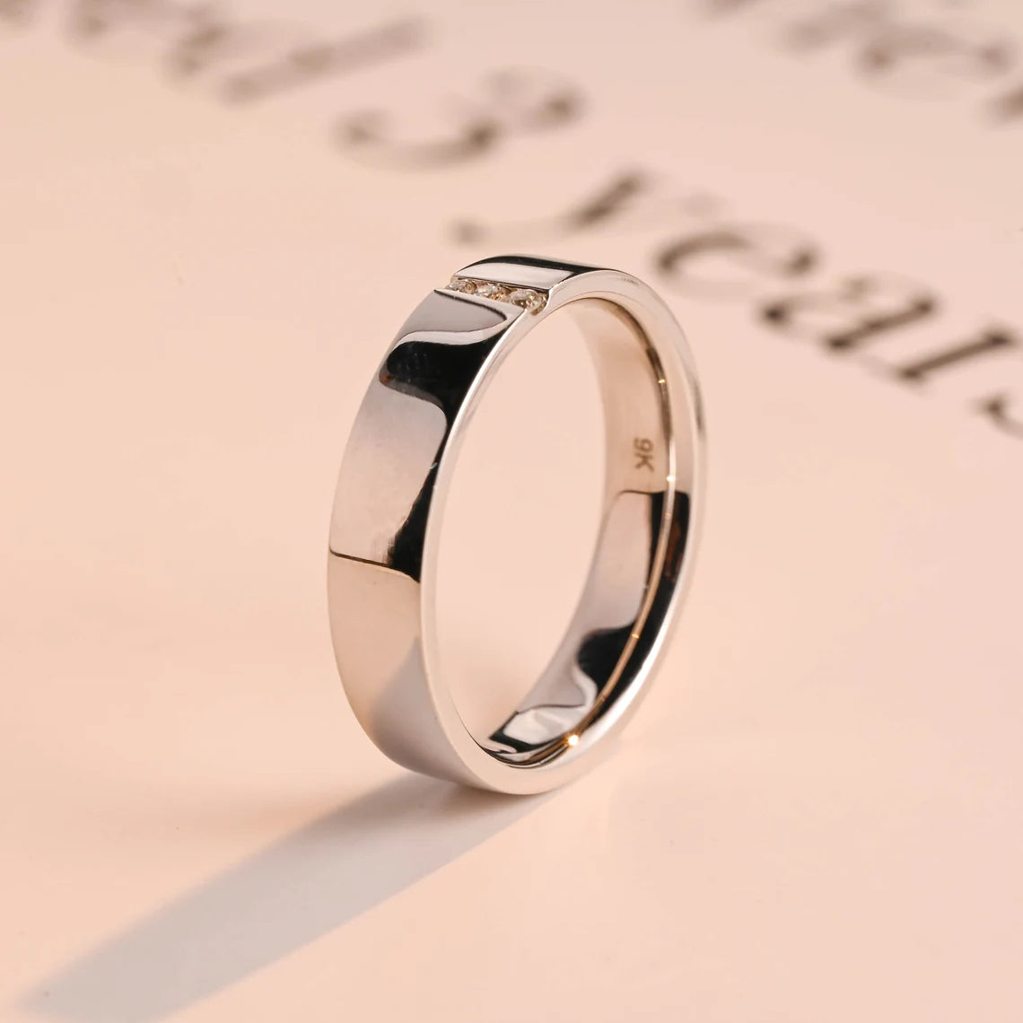 Bar set diamond ring