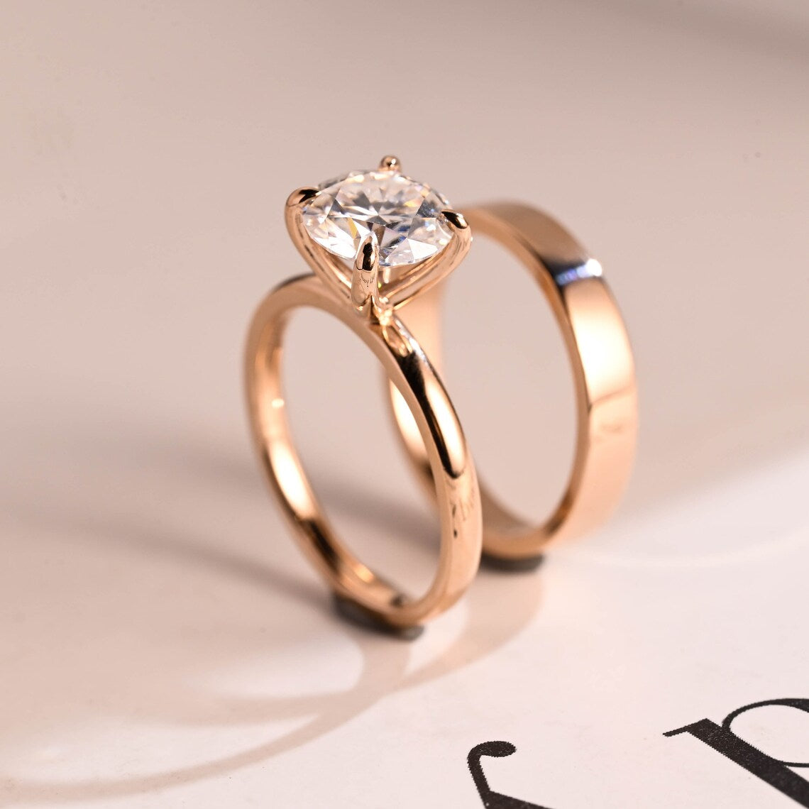 Minimalist bridal ring set