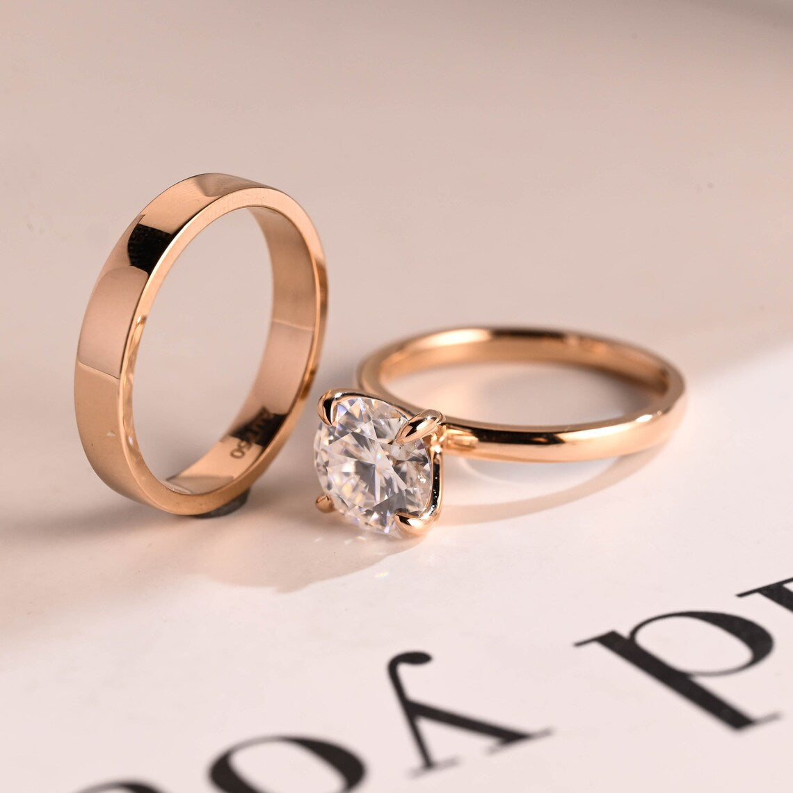 Simple solitaire wedding band