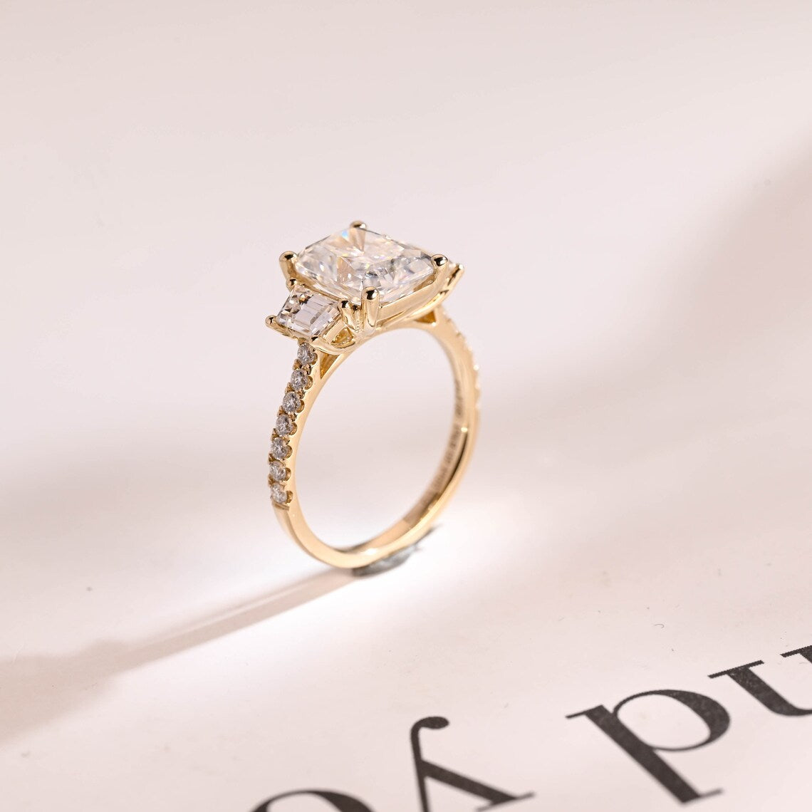 Baguette side stone ring