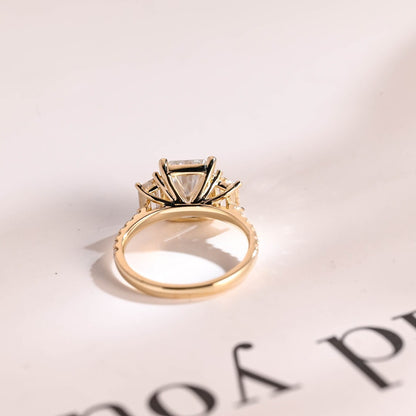 Yellow gold moissanite ring