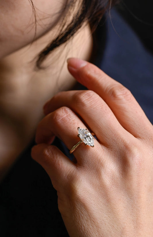 Marquise cut moissanite ring