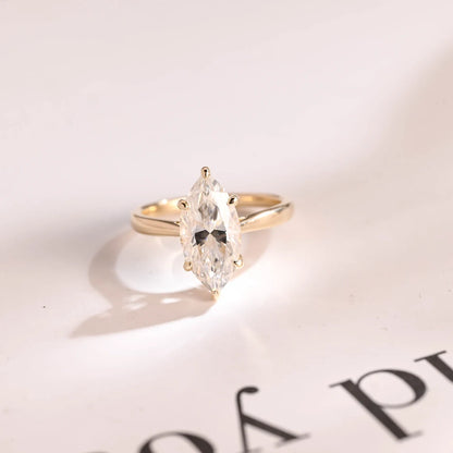 Marquise cut moissanite ring