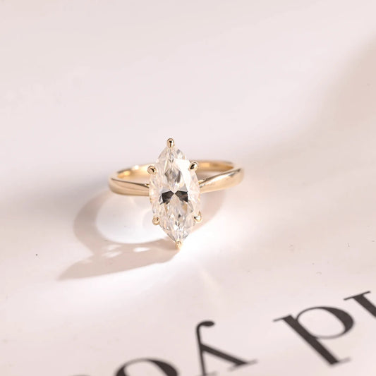 Marquise cut moissanite ring