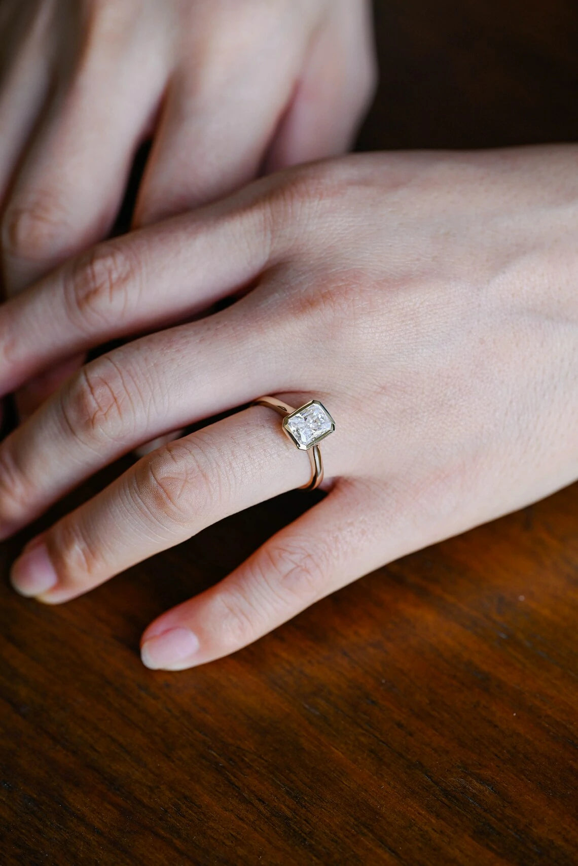 Forever Sparkle | Moissanite Love Ring | 14K Bezel Design


