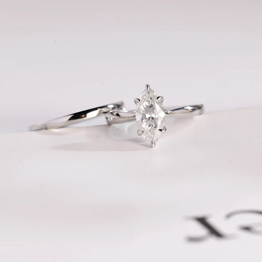 Marquise cut moissanite ring