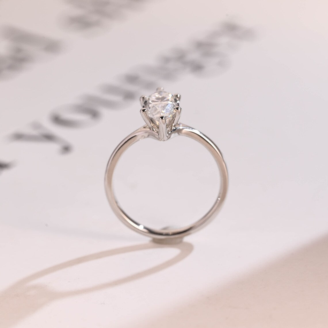 Prong set moissanite ring