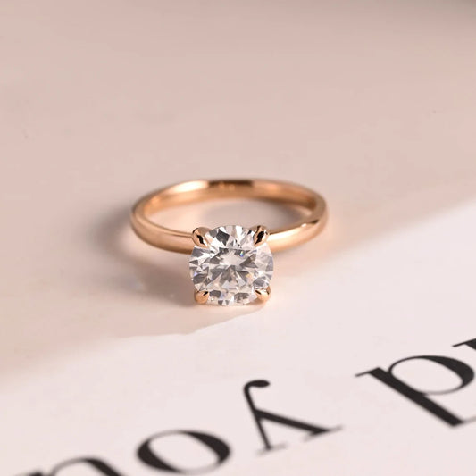 18K Rose Gold Ring | Round Moissanite Sparkle | Gift for Her

