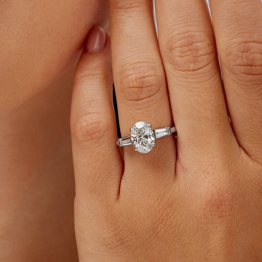 Oval cut lab grown diamond ring