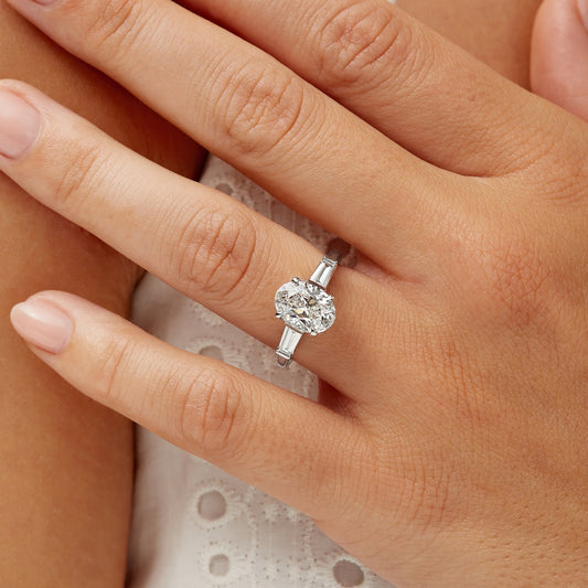 Oval cut lab grown diamond ring