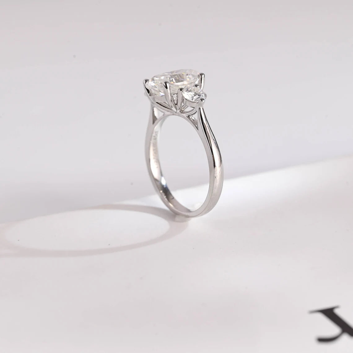 White gold moissanite ring