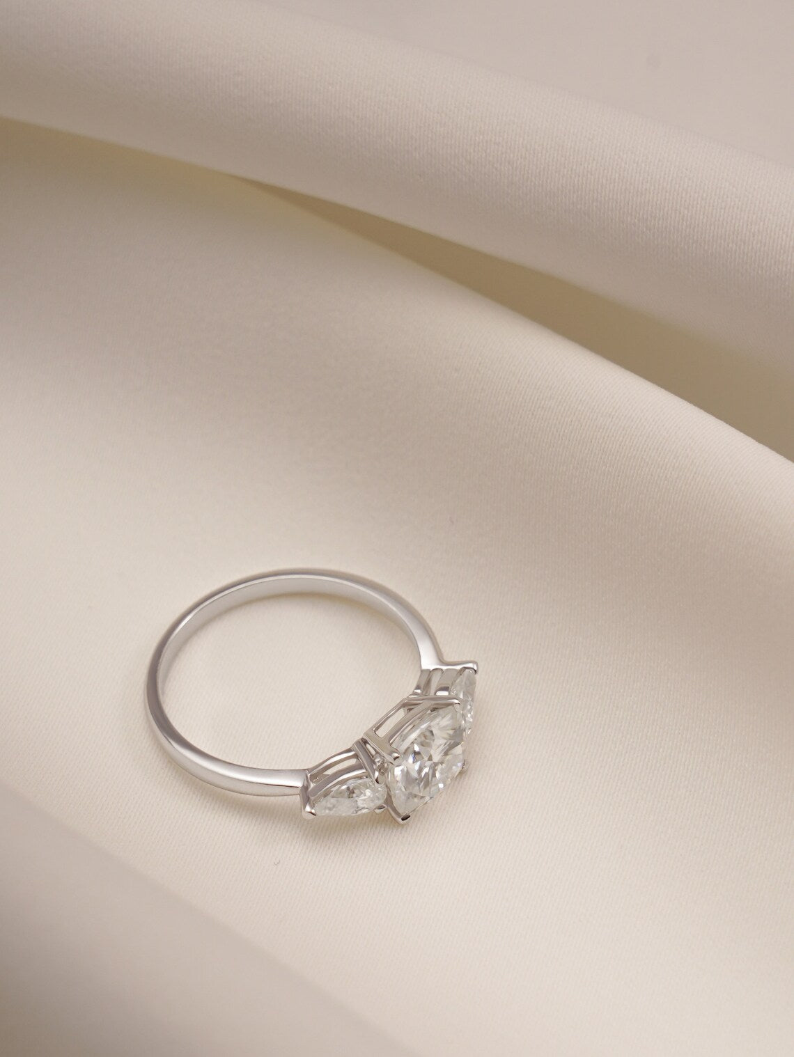 White gold moissanite ring