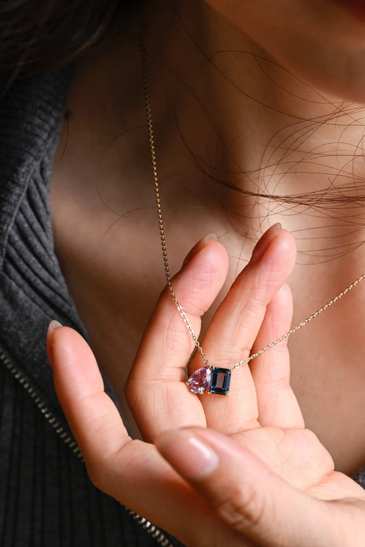 toi et moi cz diamond pendant