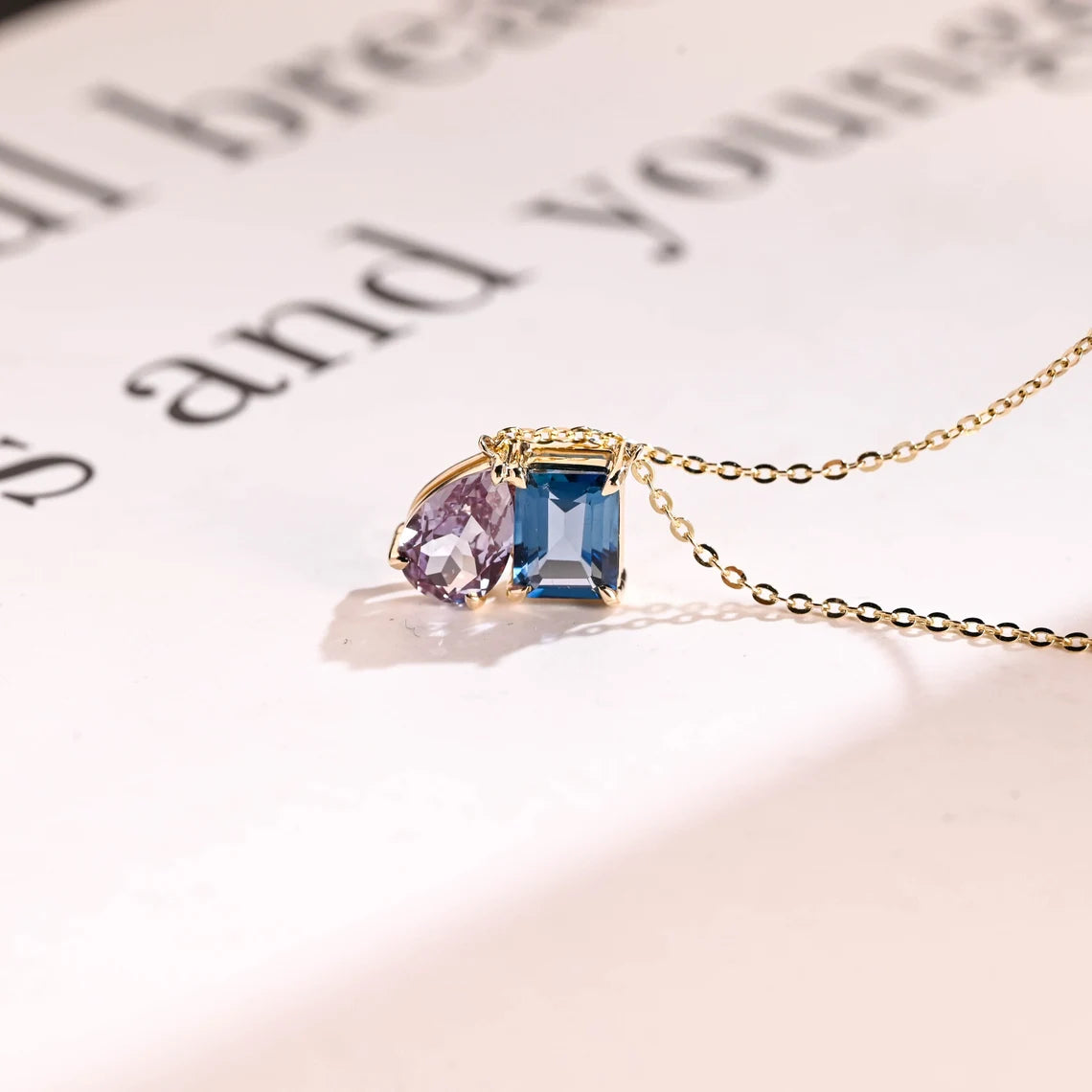 toi et moi cz diamond pendant