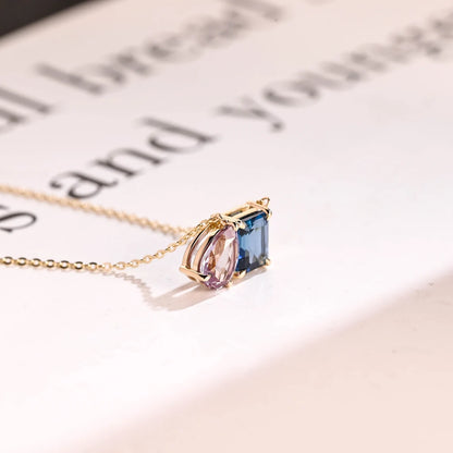 blue emerald cut pendant