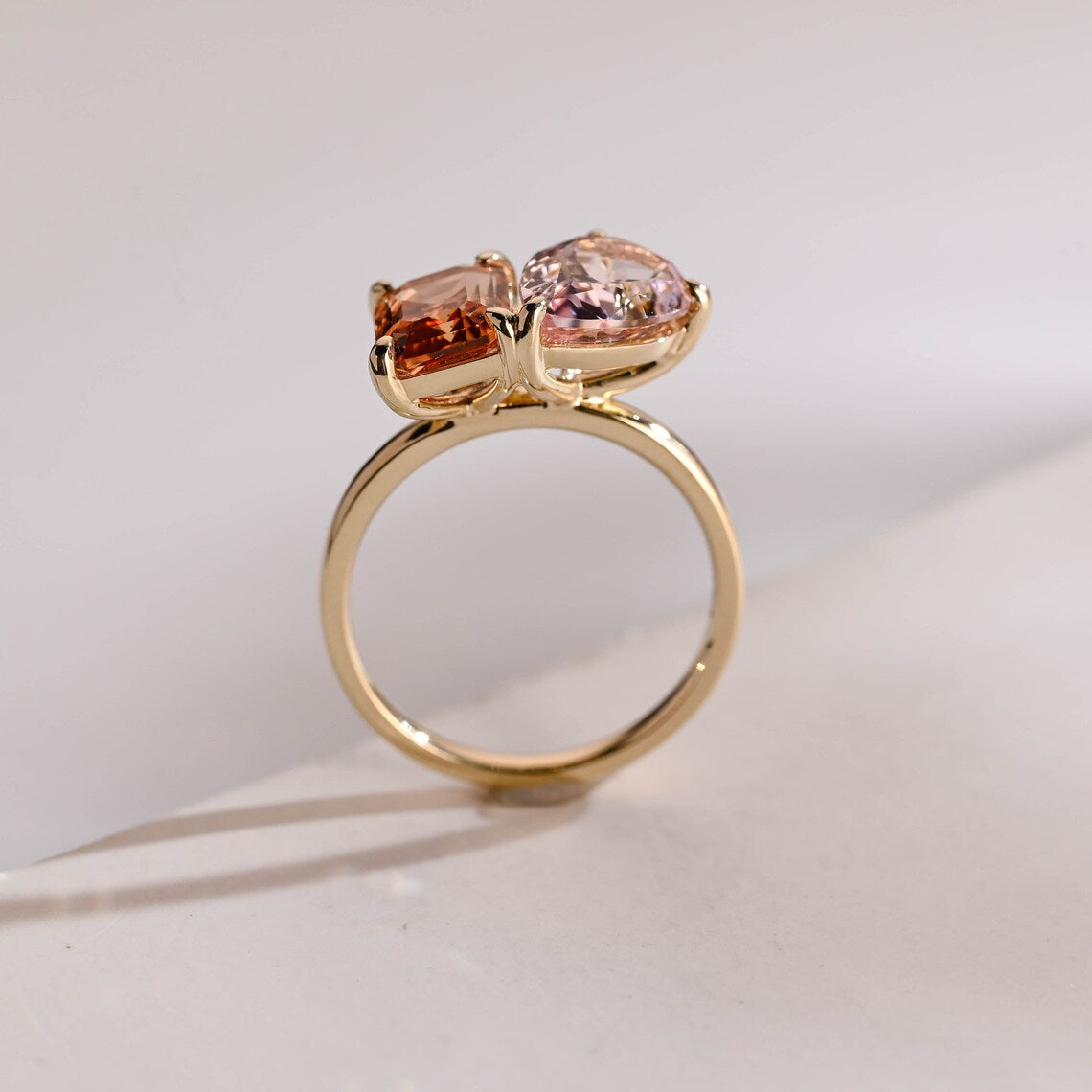 Pink pear diamond ring