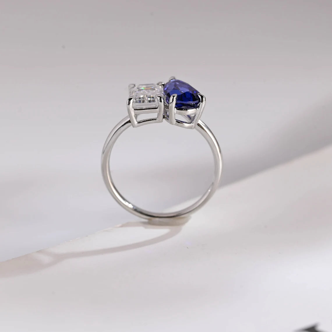 Blue sapphire pear cut ring