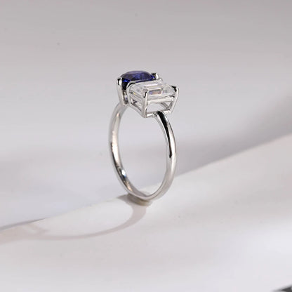 Emerald cut moissanite ring