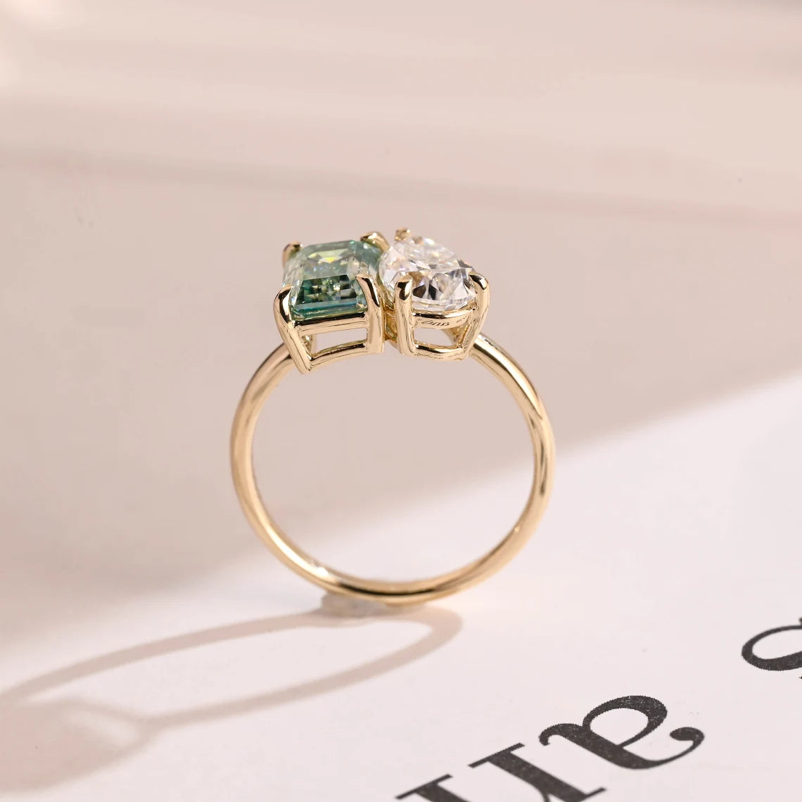 Pear cut moissanite ring