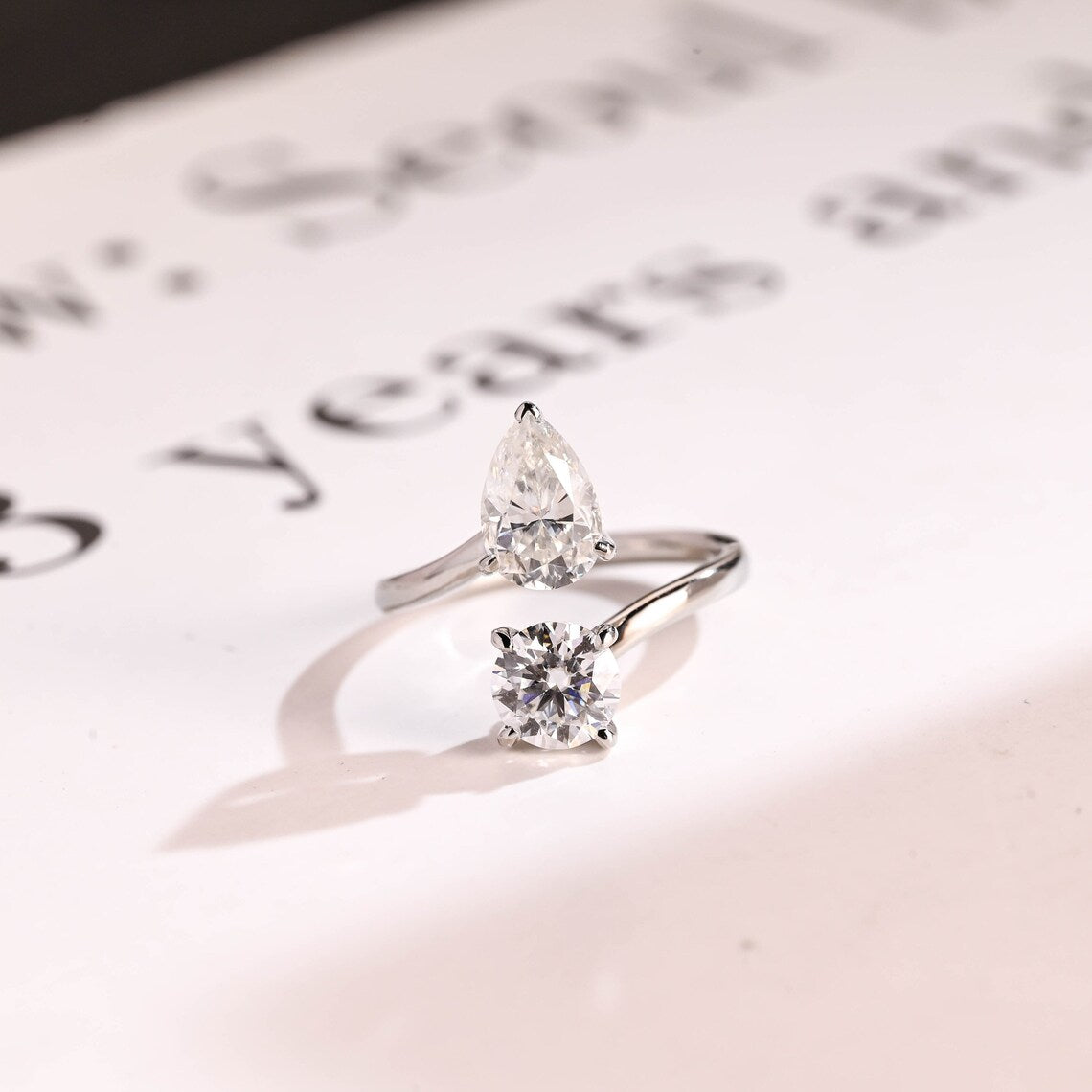 White gold moissanite ring