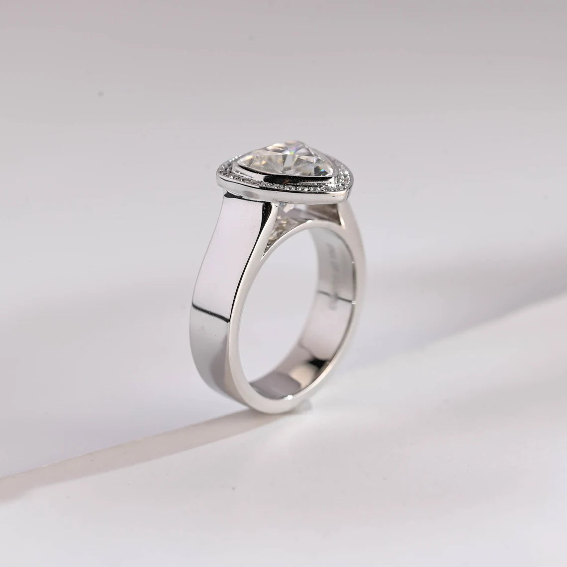 Modern solitaire engagement ring