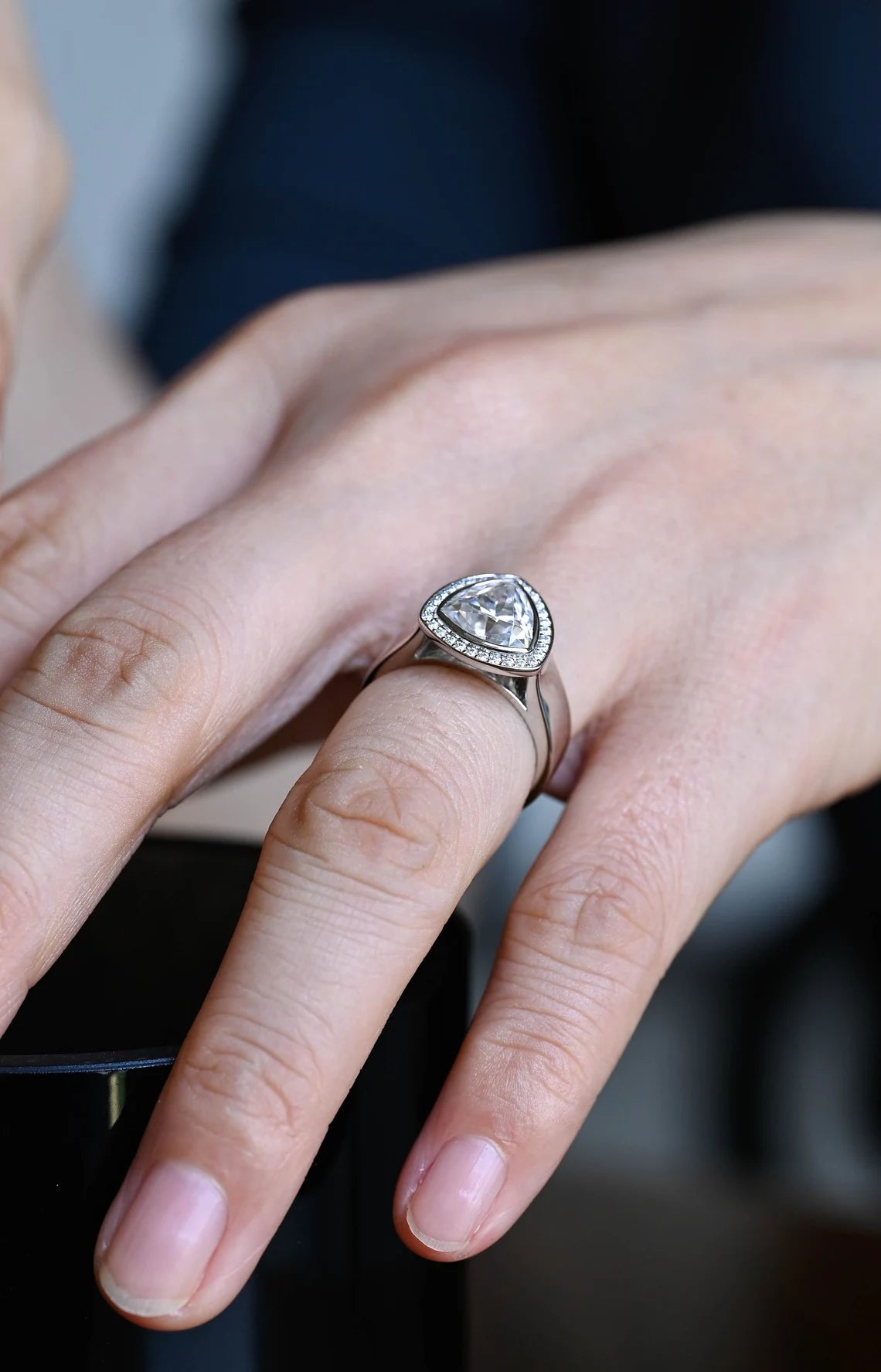 Solid gold moissanite ring