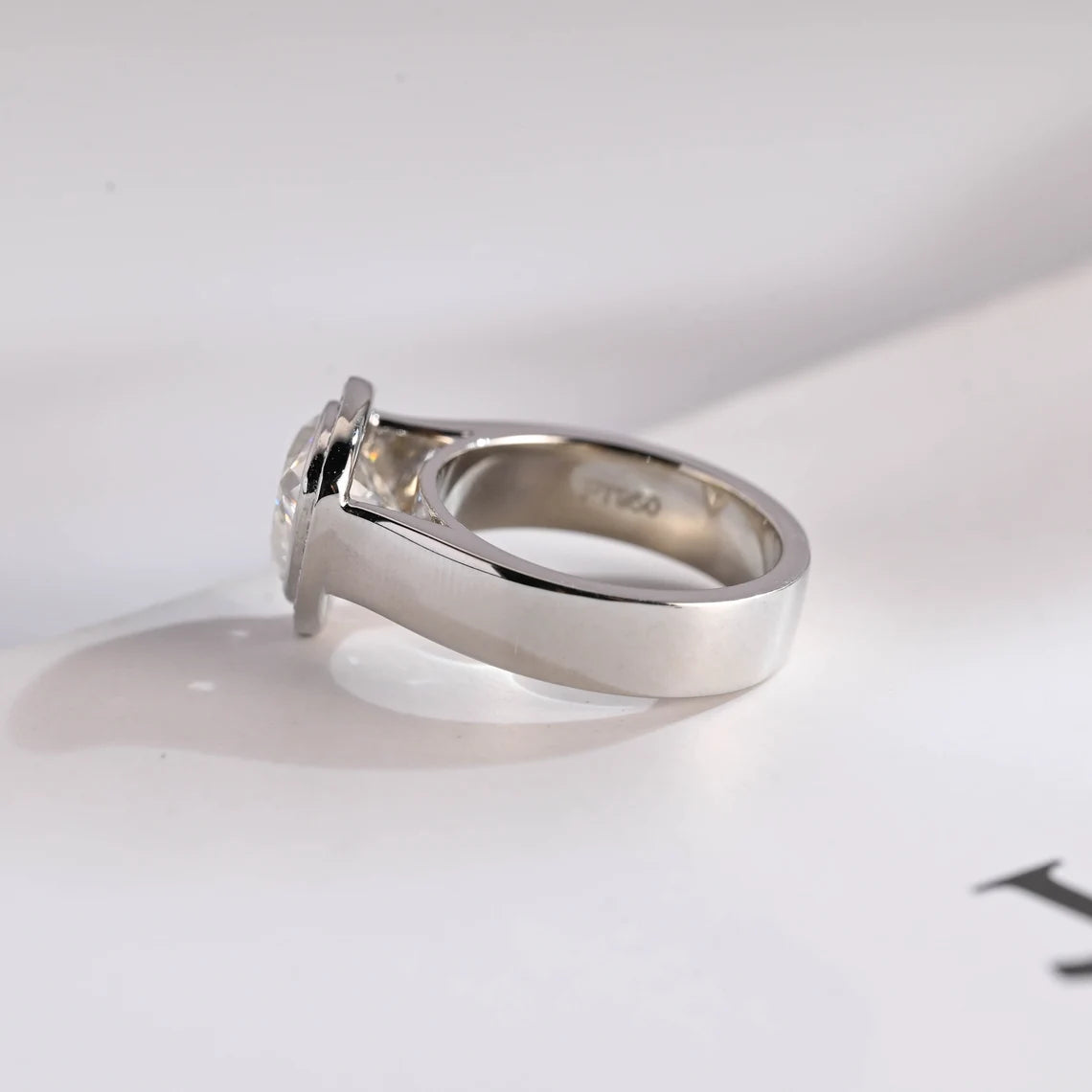 Platinum moissanite ring