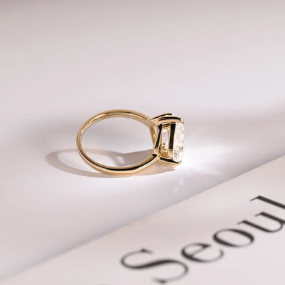 Yellow gold moissanite ring