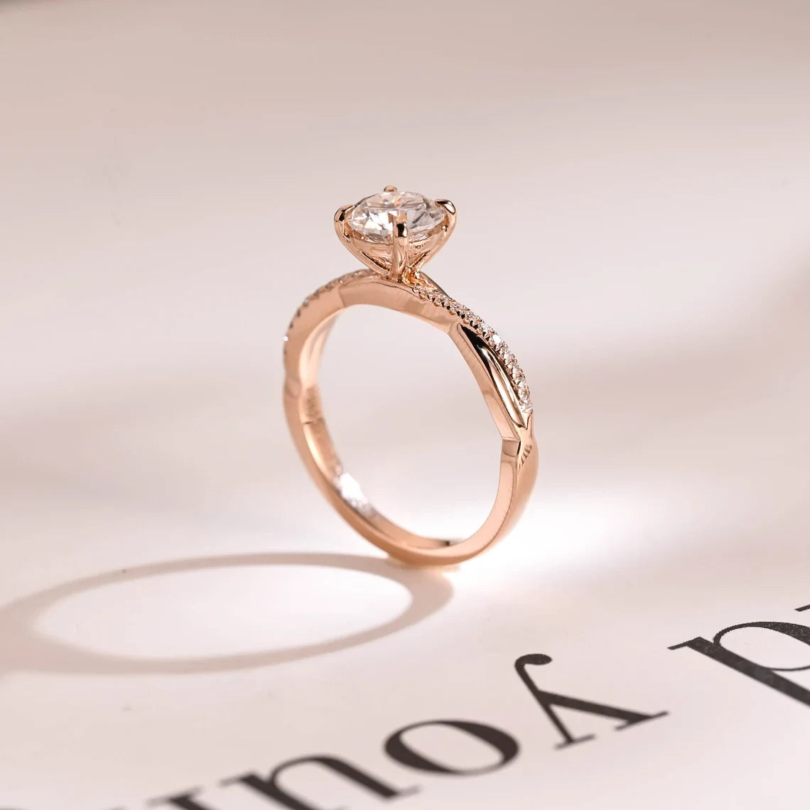 Half Pave Moissanite Ring | Solid Gold Jewelry | Love Promise Ring

