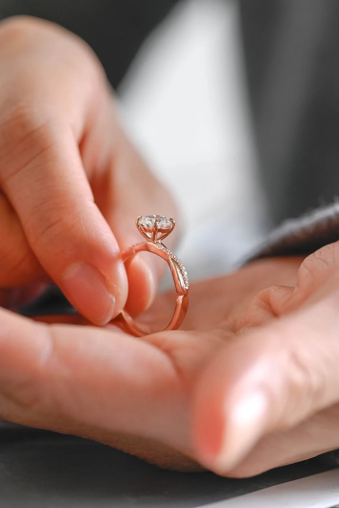 Anniversary Gift for Her | Round Cut Moissanite | Gold Promise Ring

