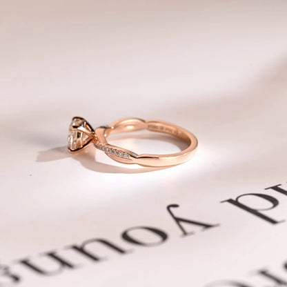 Promise Ring for Her | Moissanite Gold Ring | Elegant Pave Band

