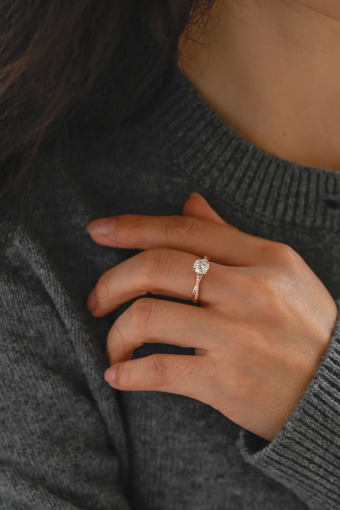 Unique Moissanite Jewelry | Twisted Gold Ring | Proposal Ring Her

