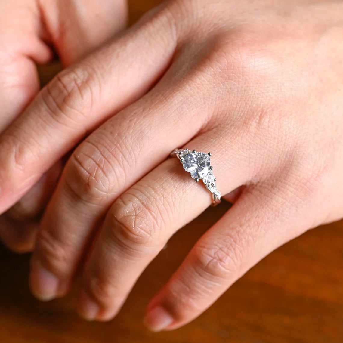 White gold moissanite ring