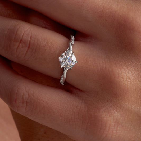 Round cut lab grown diamond ring