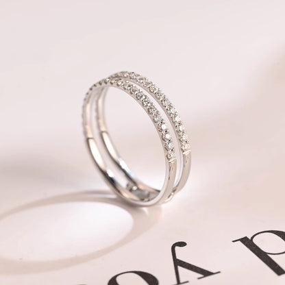 Two row moissanite ring