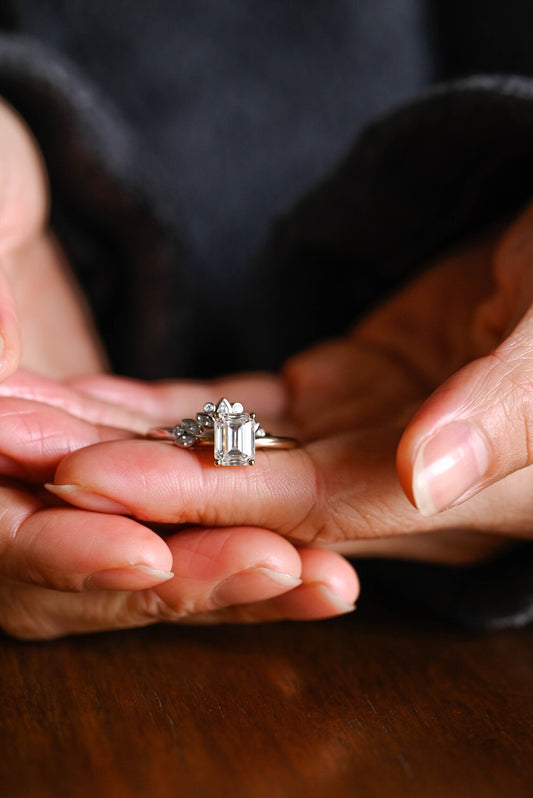Two tone moissanite ring