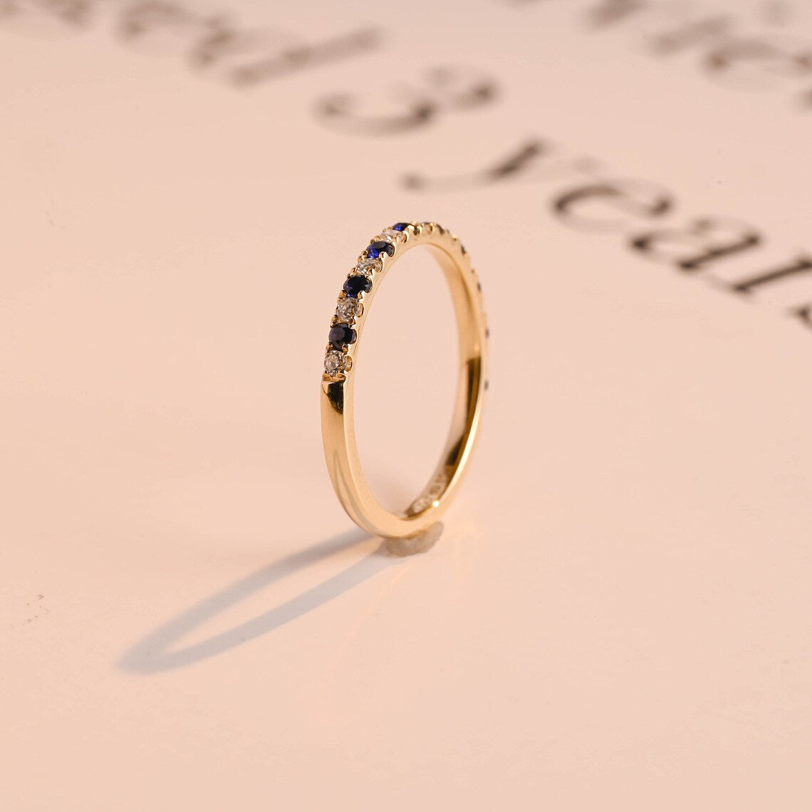 Round moissanite stacking ring